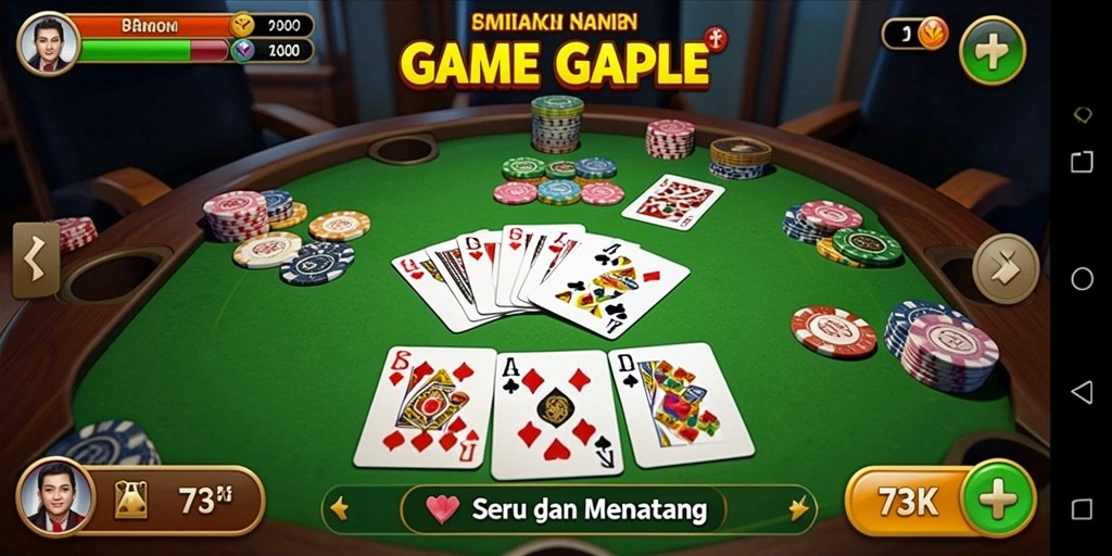 Screenshot gameplay Gaple dari 73K yang penuh aksi.