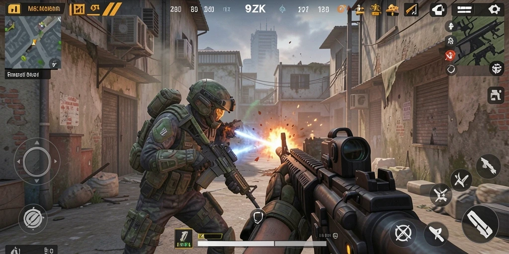 Gameplay 9ZK menampilkan pertempuran seru dengan grafis spektakuler.