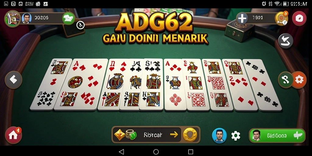 Tampilan gameplay seru di ADG62 dengan domino klasik.