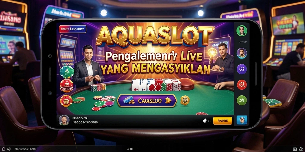 Screenshot gameplay AQUASLOT dengan dealer Live Casino yang profesional.