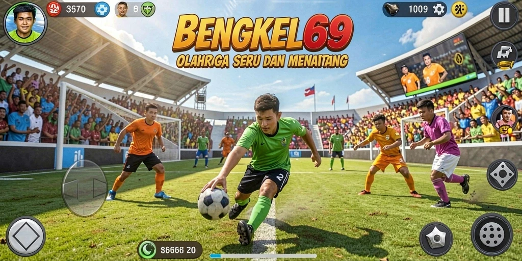 Tangkapan layar gameplay BENGKEL69 menunjukkan aksi seru dalam olahraga.