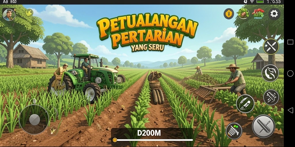 Gameplay menarik D200M dengan aktivitas pertanian yang seru.