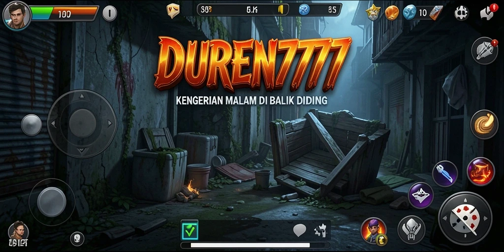 Screenshot gameplay DUREN777 menunjukkan momen menegangkan saat menjelajahi tempat angker.