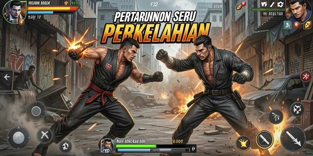 Tangkapan layar menunjukkan aksi pertarungan seru dalam F32.