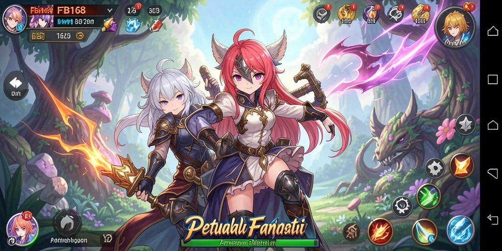Tampilan gameplay FB168 yang menarik dengan karakter anime.
