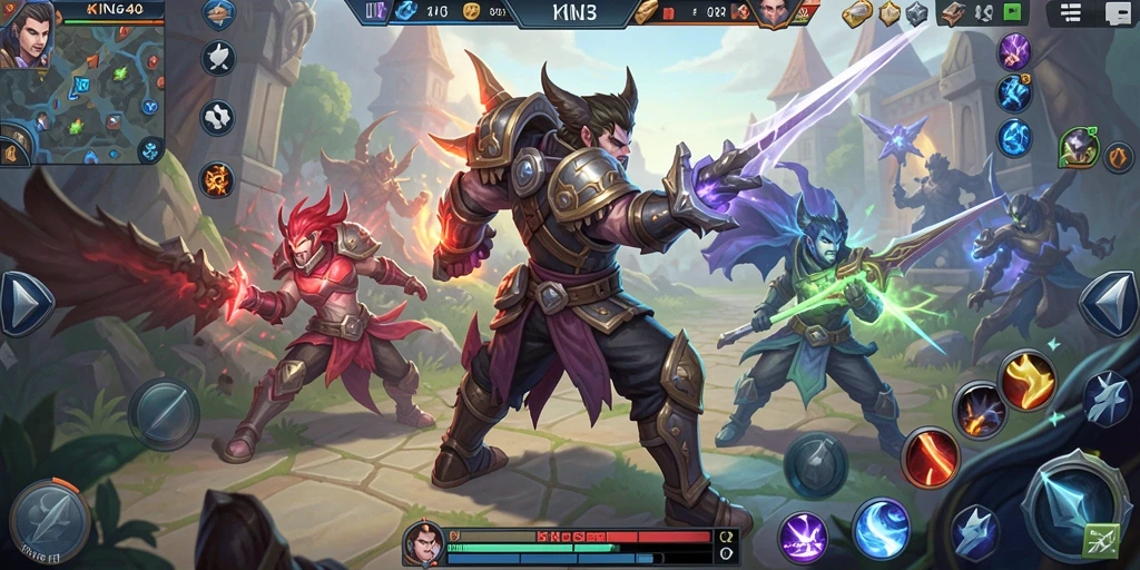 Tampilan menarik dari permainan KING403 saat pertarungan sengit di arena MOBA.