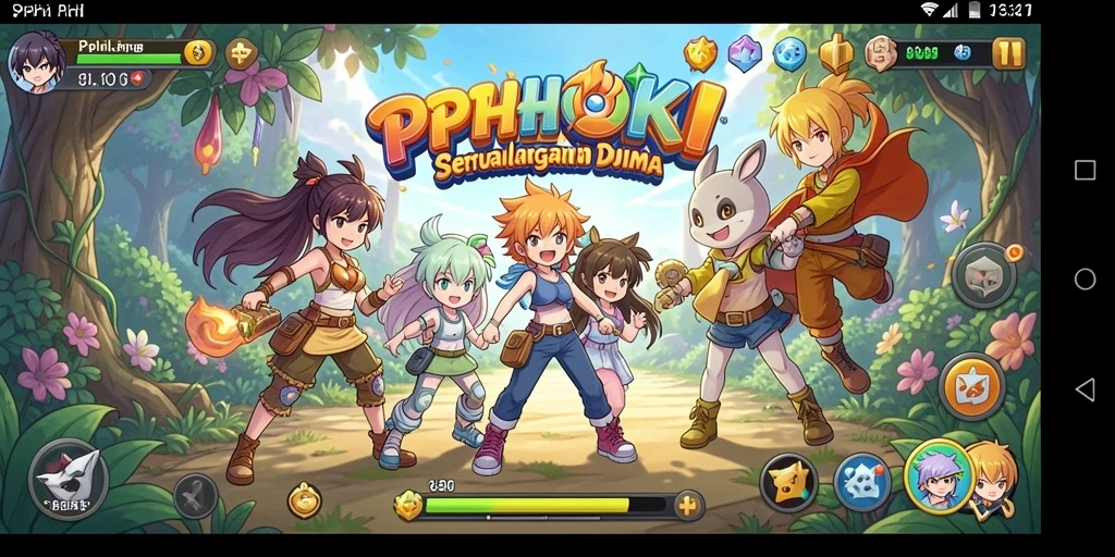 Tampilan seru gameplay PPHOKI dengan karakter anime yang menarik.