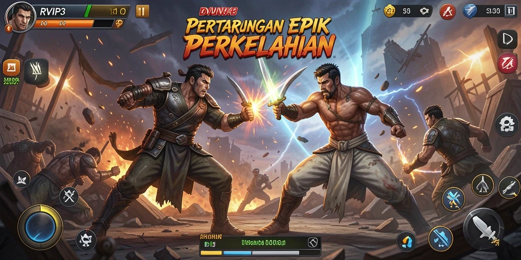 Tampilan menarik dari gameplay Fighting RVIP3 yang seru dan dinamis.