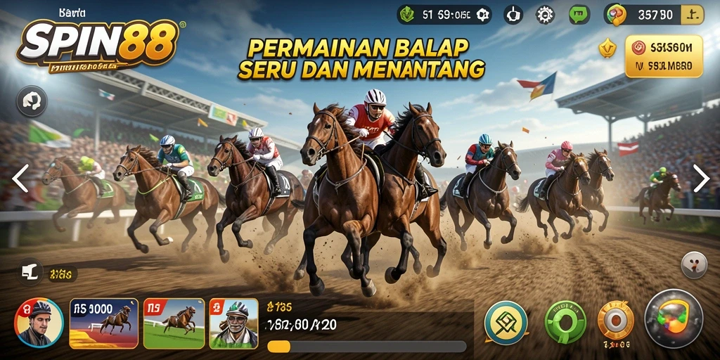 Tampilan gameplay SPIN88 yang mendebarkan saat balapan.